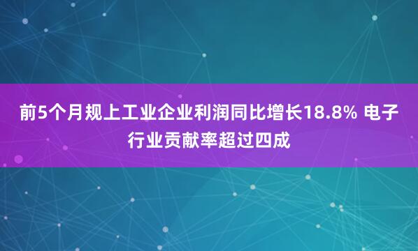 前5个月规上工业企业利润同比增长18.8% 电子行业贡献率超过四成